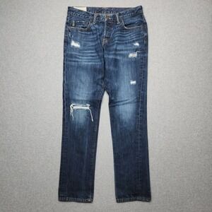 Abercrombie Fitch Jeans Mens 32x32 Blue Straight Leg Fade Whiskers Distressed